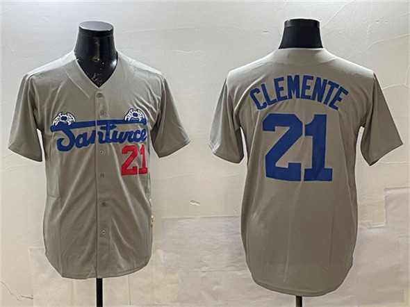 Men's Santurce Crabbers #21 Roberto Clemente Gray Cool Base Stitched Jersey,We sell and wholesale Men's Santurce Crabbers #21 Roberto Clemente Gray Cool Base Stitched Jersey on line form chian!